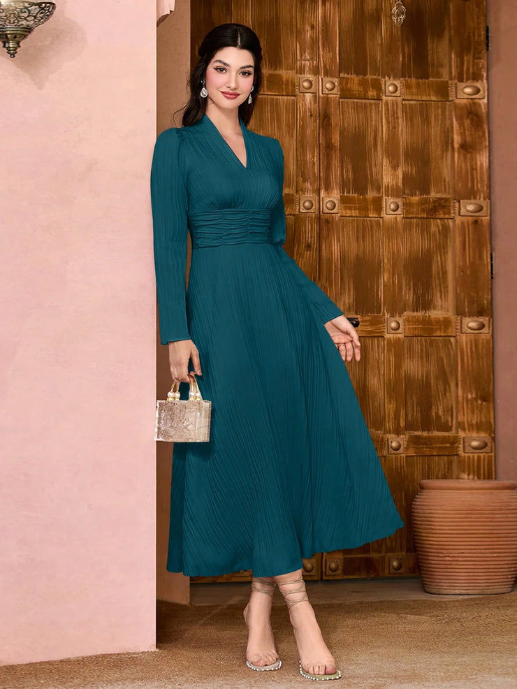 Modely Solid Ruched Waist Dress.