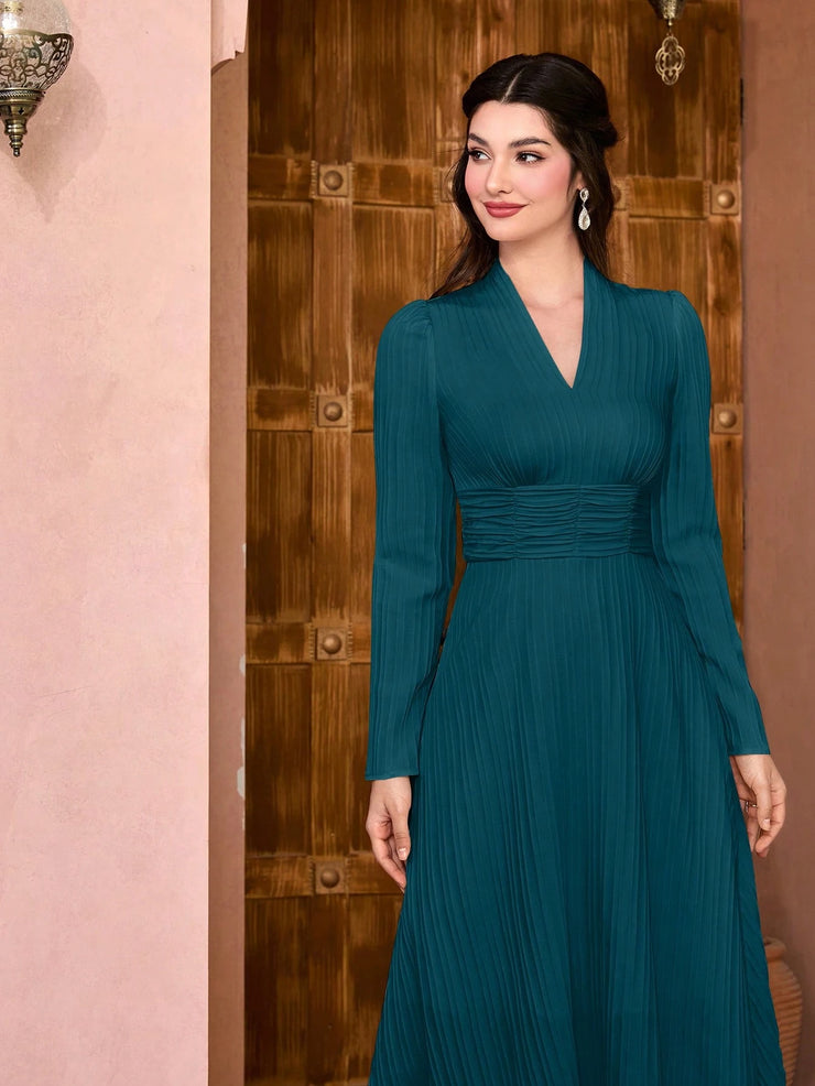 Modely Solid Ruched Waist Dress.