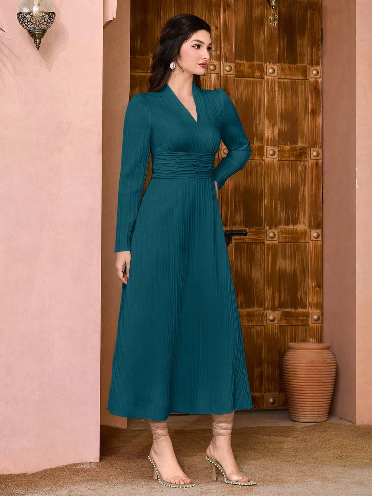 Modely Solid Ruched Waist Dress.