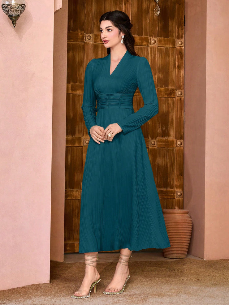 Modely Solid Ruched Waist Dress.