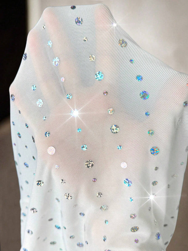 SHEIN SXY Casual Knitted Transparent Flare Sleeve Sparkling Sequin Short Top