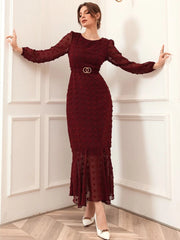 Modely Swiss Dot Belted Mermaid Hem Dress - Hues