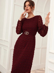 Modely Swiss Dot Belted Mermaid Hem Dress - Hues