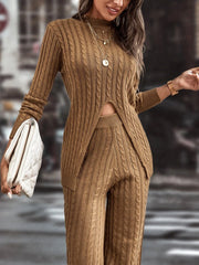 1pc Cable Knit Slit Hem Sweater - Hues