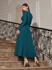 Puff Sleeve Wrap Belted Dress - Hues