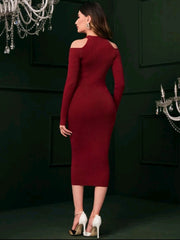Cold Shoulder Cut Out Bodycon Sweater Dress - Hues