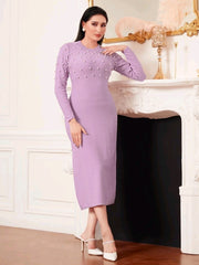 Pearls Beaded Bodycon Sweater Dress - Hues
