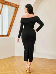 Modely off Shoulder Ruffle Trim Sweater Dress - Hues