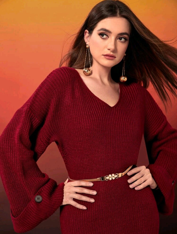 Drop Shoulder Sweater Dress - Hues