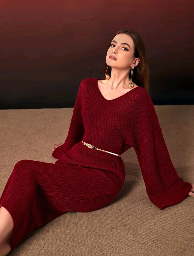 Drop Shoulder Sweater Dress - Hues