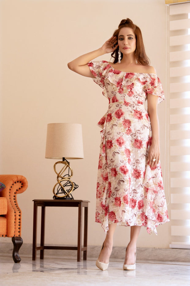 Floral Cascading Ruffle Maxi - Hues